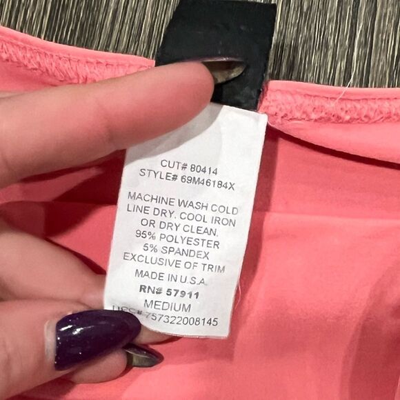 Wrapper Blouse Short Cap Sleeve Boat Neck Pullover Stretch Pink Medium - Picture 2 of 3